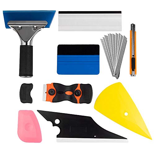 Book Cover Window Tint Application Tools 1 Set, 9 PCS Window Tint Tools for Vehicle Film Including Window Squeegee, Scraper, Utility Knife and Blades