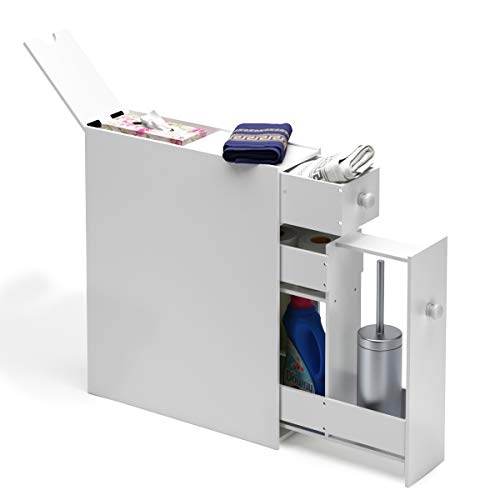 Book Cover Tangkula Slim Bathroom Cabinet, Free Standing Storage Cabinet with Slide Out Drawers, Narrow Floor Bathroom Organizer Next to Toilet, Bathroom Toilet Paper Holder, 19 x 6.5 x 23 Inches (White)