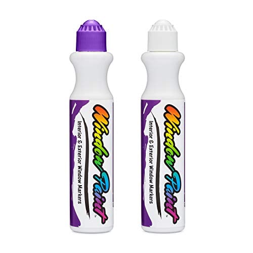 Book Cover Fantastic Window-Paint brand Chalk Markers for Marking Windows for Sporting Events, Weddings, Schools, Churches and More!- Set of 2/1 PURPLE & 1 WHITE, Non-Toxic