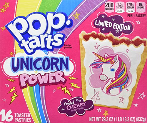 Book Cover Kelloggs Unicorn Power Frosted Cherry Flavoured Pop Tarts 32 Toaster Pastries 1.66kg Box