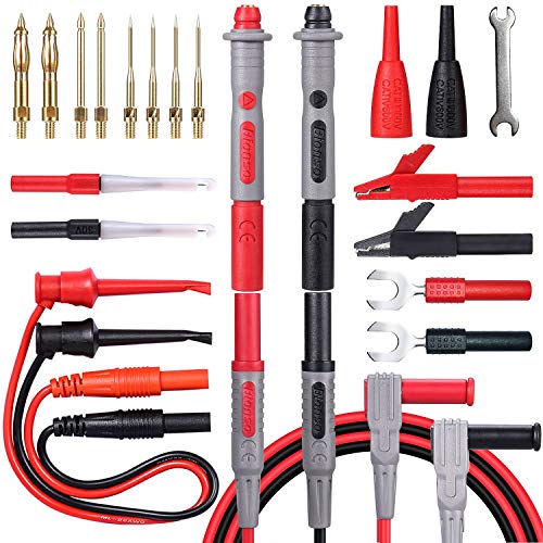 Book Cover Bionso 25-Piece Multimeter Leads Kit, Professional and Upgraded Test Leads Set with Replaceable Gold-Plated Multimeter Probes, Alligator Clips, Test Hooks and Back Probe Pins.