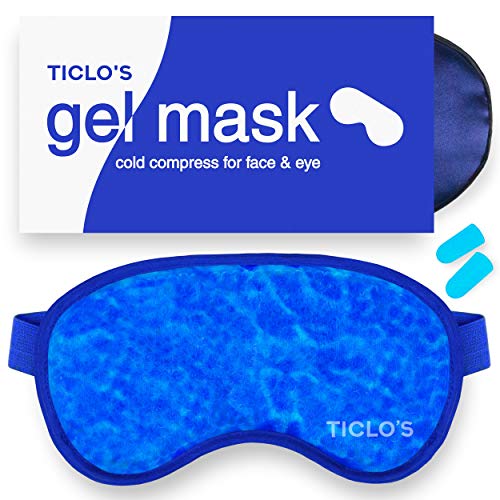Book Cover Ticlo's Gel Eye Mask - Cooling Ice Cold Compress Pad - Relax & Massage Your Tired, Puffy Eyes, Headaches, Face & Dark Circles - Bonus Silk Sleep Mask