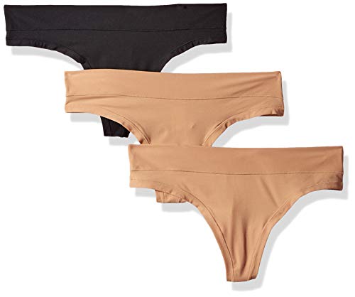 Book Cover Amazon Brand - Mae Women's 3 Pack Perfect Fit Thong Underwear