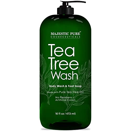 Book Cover MAJESTIC PURE Tea Tree Body Wash - Formulated to Combat Dry, Flaky Skin - Soothes, Nourishes and Moisturizes Irritated, Chapped, Problem Skin Areas - (Packaging may Vary) -16 fl. oz.