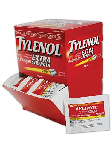 Book Cover Tylenol MP497-33 Acetaminophen Pain Relief Tablet, 500 Milligrams, Standard, Red/White, 50 Doses (100 Pills) (1 Pack)