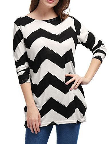 Book Cover Allegra K Women's Round Neck Contrast Color Knitted Shirts Long Sleeve Sweater Tops