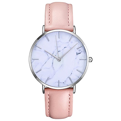 Book Cover Redvive Fashion Men Women Slim Leather Band Analog Quartz Watches Classic Casual Business Wristwatch. (Pink)