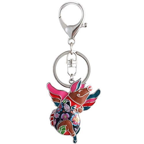 Book Cover Luckeyui Unique Flying Pig Keychains for Women