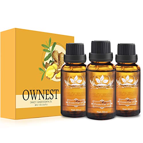 Book Cover Ownest 3 Pack Ginger Massage Oil,100% Pure Natural Lymphatic Drainage Ginger Oil,SPA Massage Oils,Repelling Cold and Relaxing Active Oil-30ml