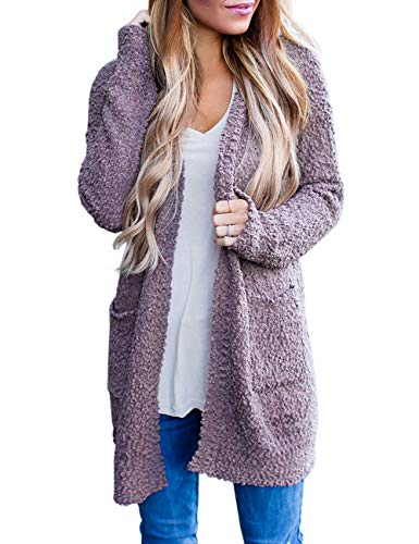 Book Cover MEROKEETY Women's Long Sleeve Soft Chunky Knit Sweater Open Front Cardigan Outwear with Pockets