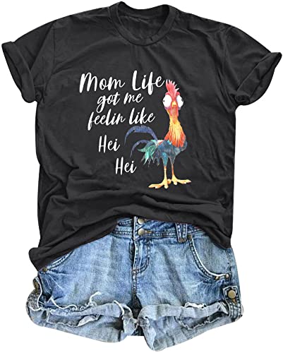 Book Cover Mom Life Shirts for Women Mom Life Got Me Feelin Like HEI HEI Short Sleeve T-Shirt Themed Party Casual Top