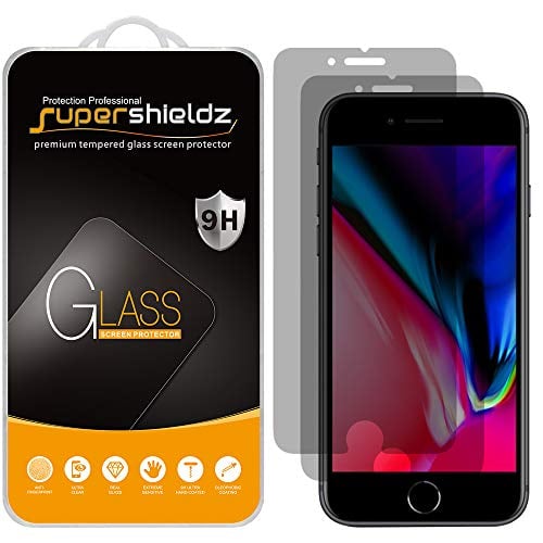 Book Cover (2 Pack) Supershieldz Designed for Apple iPhone SE (2020, 2nd Generation), iPhone 8 and iPhone 7 (Privacy) Anti Spy Tempered Glass Screen Protector, 0.33mm, Anti Scratch, Bubble Free