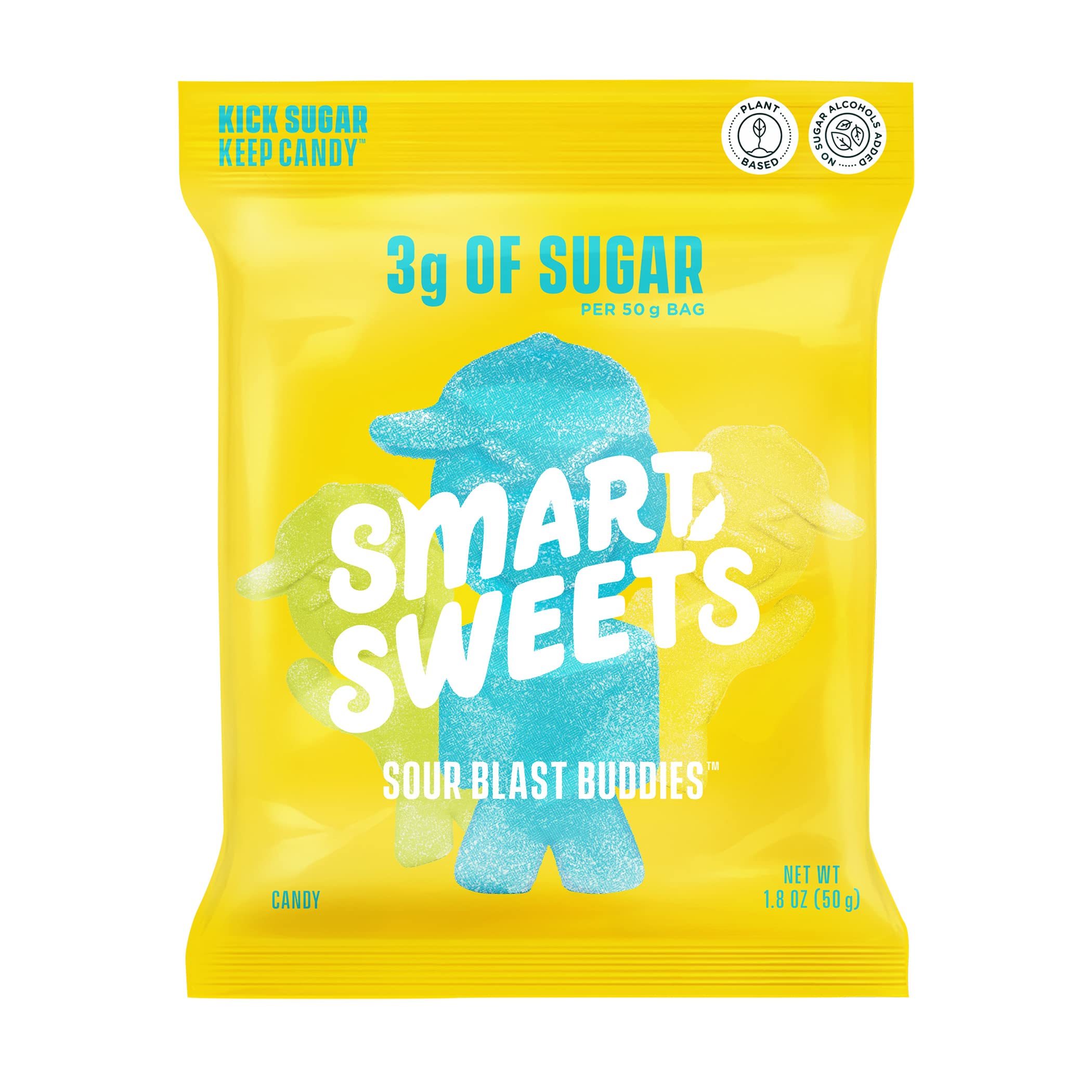 Book Cover SmartSweets Sour Blast Buddies, Candy with Low Sugar (3g), Low Calorie (100), No Artificial Sweeteners, Plant-Based, Gluten-Free, Non-GMO, Healthy Snack for Kids & Adults, 1.8oz (Pack of 12) 1.8 Ounce (Pack of 12)