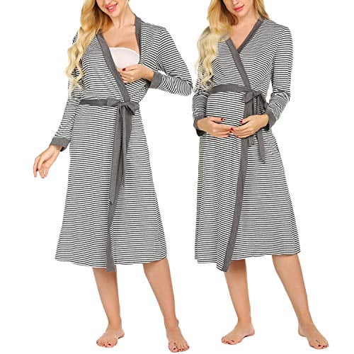 Book Cover Ekouaer Womens Bathrobe Soft Lightweight Nightgowns Comfy Sleepwear Spa Robe (Navy Blue S)