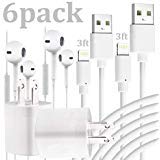 Book Cover TYTAR 6Pack Bundle inc. 2pc 3FT Charging Sync Cable Certified Cord fits Phone + 2pc USB Wall AC Cube Charger Adapter Brick + 2pc Headphones Earbuds with Mic 3.5 Earphones Headset