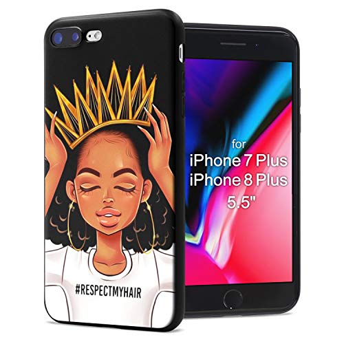 Book Cover XIX iPhone 7 Plus iPhone 8 Plus Case African American Afro Girls Women Slim Fit Shockproof Bumper Cell Phone Accessories Thin Soft Black TPU Protective Apple iPhone 7 Plus Cases (09)