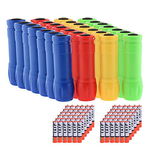 Book Cover YAOMING Small Mini Flashlights Pack of 28,Assorted Colors,100 Lumen,with Battery