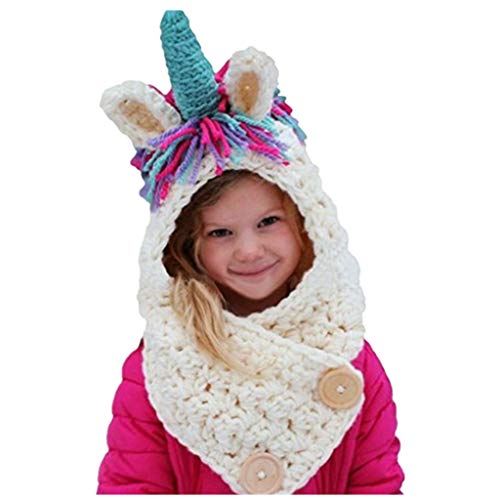 Book Cover Girls Kids Unicorn Hats Winter Knitted Cap Hat Halloween Costume 3-8Y