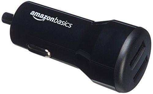 Book Cover AmazonBasics 4.8 Amp 24W Dual USB Car Charger for Apple and Android Devices, Black, 10-Pack