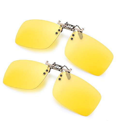 Book Cover ELIVWR 2 PACK Unisex Polarized Clip-on Sunglasses over Prescription Glasses, Flip Up Rimless lens for Driving Fishing
