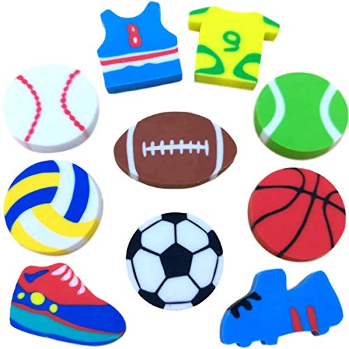 Book Cover OHill Pack of 50 Sports Pencil Erasers Novelty Erasers for Sports Party Favors Supplies School Classroom Rewards Pinata Fillers Carnival Prizes