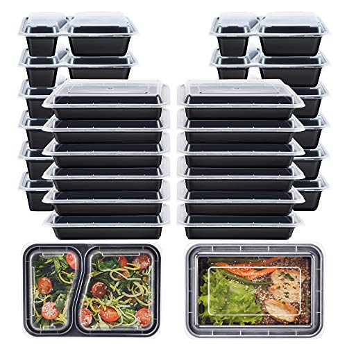 Book Cover Kootek 26 Pack Meal Prep Containers with Lids (30oz and 35oz), 2 & 1 Compartments Food Storage Sets Durable Stackable Bento Boxes, Microwaveable, Freezer Safe
