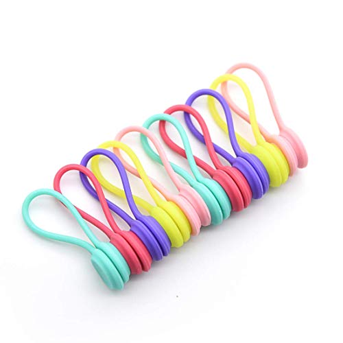 Book Cover Magnetic Cable Clips-Multi Color Cable Management,Wire Management System for Home.Office,Car,Nightstand, Desk Accessories Use as Bookmarks/Keychain, Cable Straps for Men,Women,Students