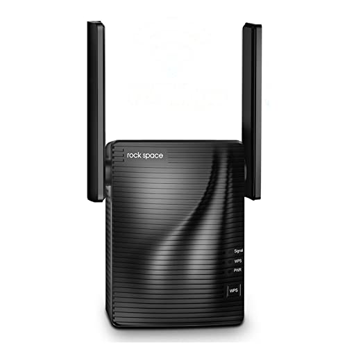 Book Cover rockspace WiFi Extender, Covers Up to 1292 sq. Ft and 20 Devices, Dual-Band AC750 WiFi Range Extender, Access Point Mode w/Ethernet Port, 1-tap Install Wireless Signal Booster