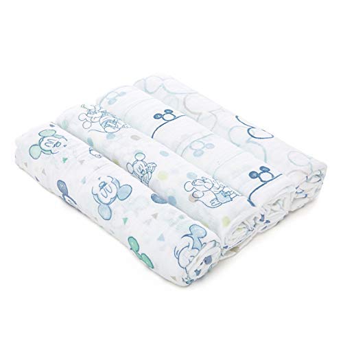 Book Cover Aden by Aden + Anais Disney Swaddle Blanket | Muslin Blankets for Girls & Boys | Baby Receiving Swaddles | Ideal Newborn Gifts, Unisex Infant Shower Items, Wearable Swaddling Set, Mickey Mouse