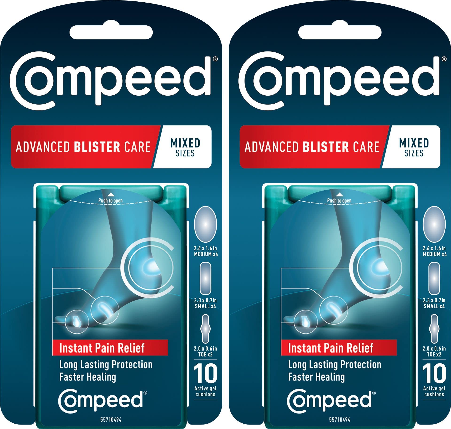 Book Cover Compeed Advanced Blister Care 10 Count Mixed Sizes Pads (2 Pks), Hydrocolloid Bandages, Heel Blister Patches, Blister on Foot, Blister Prevention & Treatment, Waterproof Cushions, Packaging May Vary 10 Count (Pack of 2) Mixed 10ct (2 Packs)