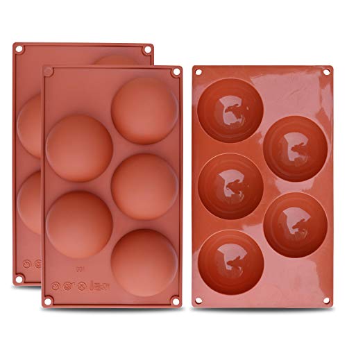 Book Cover homEdge Extra Large 5-Cavity Semi Sphere Silicone Mold, 3 Packs Baking Mold for Making Chocolate, Cake, Jelly, Dome Mousse