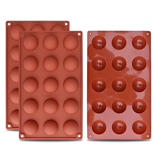 Book Cover homEdge Small 15-Cavity Semi Sphere Silicone Mold, 3 Packs Baking Mold for Making Chocolate, Cake, Jelly, Dome Mousse-1.5 inches (Diameter) Pay Attention to the Size
