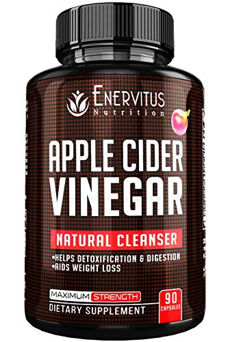 Book Cover Super Strength Apple Cider Vinegar Capsules - 90 ACV Pills with Spirulina, Kelp, Bromelain, Pectin and B6. Promotes Natural Detoxification and Healthy Digestion Fights Inflammation.