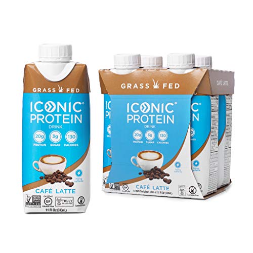Book Cover ICONIC Protein Drinks, Café Latte (4 Pack) | Low Carb, Grass Fed, High Protein Coffee | 20G Protein + 70mg Caffeine | Lactose Free, Gluten Free, Non-GMO, Kosher | Keto Friendly, 11 Fl Oz (Pack of 4)