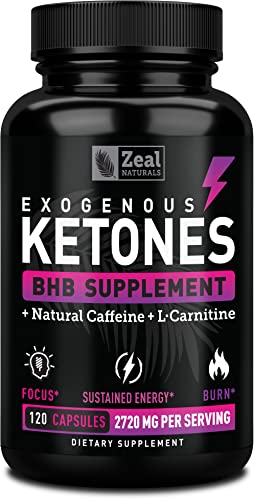 Book Cover Keto BHB Exogenous Ketones Pills (2720mg | 120 Capsules) Keto Pills w. goBHBÂ® Salts, Natural Caffeine & L-Carnitine - Keto BHB Capsules Beta Hydroxybutyrate for Ketosis Keto Vitamins Keto Salts