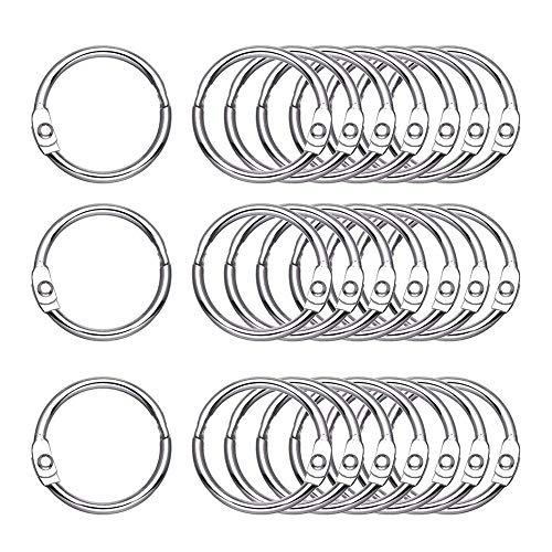 Book Cover Antner 50 Pack Loose Leaf Book Binder Rings 1.2 Inch Nickel Plated Key Rings O-Ring for School Home Office