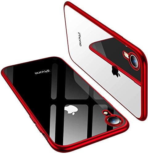 Book Cover TORRAS Crystal Clear Designed for iPhone XR Cases, [Always Clear] [Ultra Thin Slim Fit] Soft Silicone TPU Protective Cover Case for iPhone XR, Red