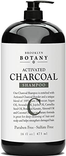 Book Cover Brooklyn Botany Activated Charcoal Shampoo 16 fl oz - Sulfate Free - Volumizing & Moisturizing, Gentle on Curly & Color Treated Hair, Daily Use for Men & Women - Infused with Keratin