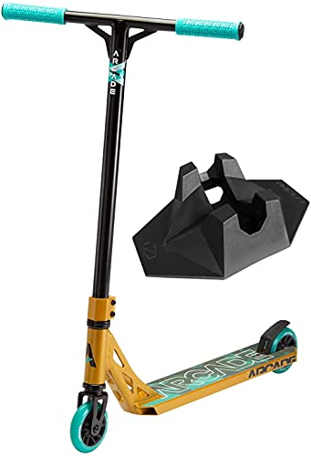 Book Cover Arcade Pro Scooters - Stunt Scooter for Kids 8 Years and Up - Perfect for Beginners Boys and Girls - Best Trick Scooter for BMX Freestyle Tricks (Gold/Teal)