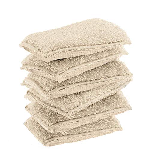 Book Cover KMAKII Bamboo Kitchen Sponges Dish Sponges Natural Cleaning Sponges Beige 6 Pack