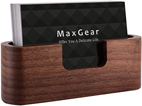 Book Cover MaxGear Wood Business Card Holder for Desk Display Holder Desktop Business Card Stand for Office, Tabletop - Oval