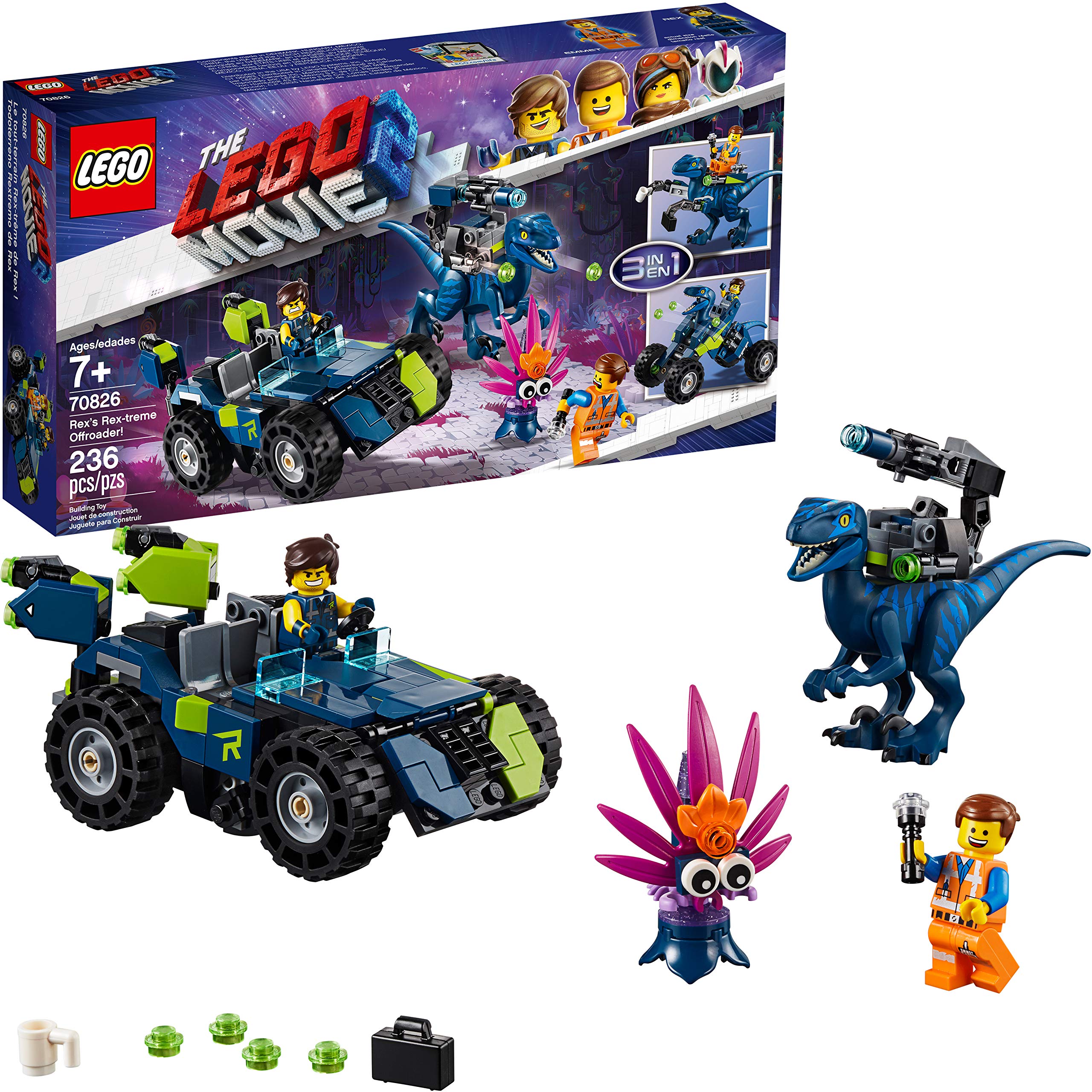 Book Cover LEGO THE LEGO MOVIE 2 Rex’s Rex-treme Offroader! 70826 Dinosaur Car Toy Set For Boys and Girls, Action Building Kit (230 Pieces)