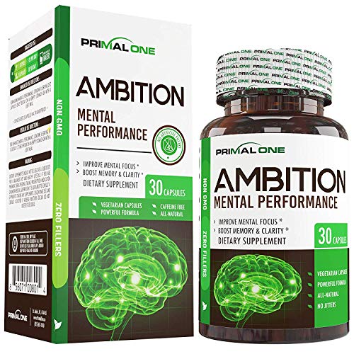Book Cover Ambition Nootropic Brain Booster Supplement - Enhance Focus, Boost Memory & Clarity - Achieve Peak Mental Performance w/CDP Choline, Neurofactor, & More - 30 Natural Veggie Pills