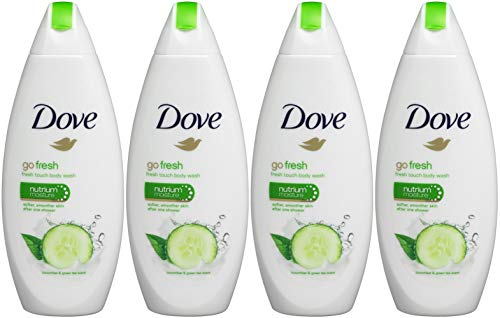 Book Cover Dove Go Fresh Cool Moisture Fresh Touch Body Wash, Cucumber and Green Tea, 16.9 Oz / 500 Ml (Pack of 4) International Version