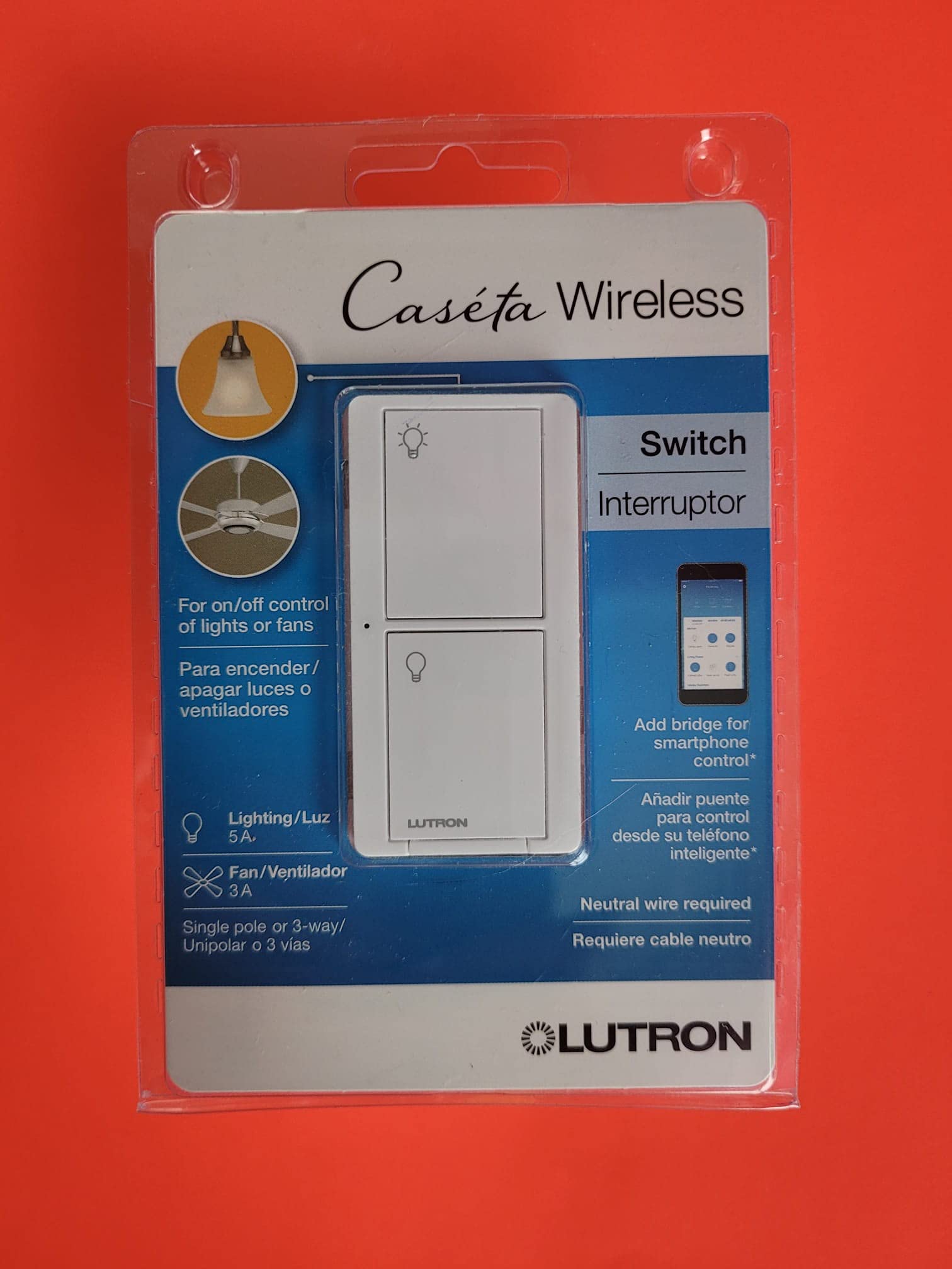 Book Cover Lutron PD-5ANS-WH-R WIRELS Switch WHT 5A, White & Gray