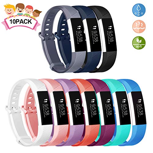 Book Cover JOMOQ Compatible with Fitbit Ace Bands for Kids, Soft Silicone Sport Wrist Strap Waterproof Replacement with Secure Metal Buckle for Fitbit Ace/Alta HR Activity Tracker Boy Girl