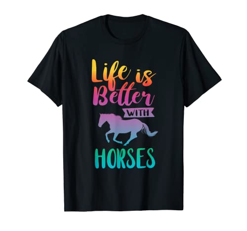 Book Cover Cute Life Is Better With Horses Horseback Riding T-Shirt T-Shirt