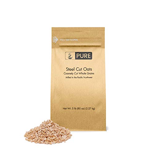 Book Cover Steel Cut Oats (5 lb.) by Pure Organic Ingredients, also called Irish Oatmeal, Eco-Friendly Packaging, for Everything From Quick Breakfasts to Face Masks And More!