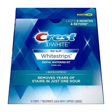 Book Cover Crest 3D White No Slip Whitestrips Dental Whitening Kit 1 Hour Express - 7 Treatments