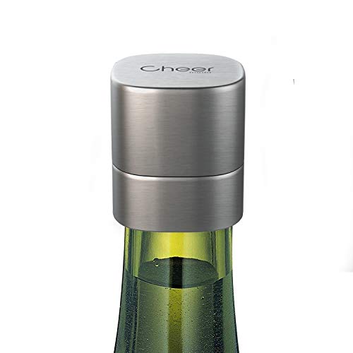 Book Cover Champagne Stopper, Stainless Steel Wine & Champagne Sealer, Resealable Leak-Proof Cap For Prosecco, Sparkling & Still Wine- Best Accessory, Home and Party Use 7717-W401-02